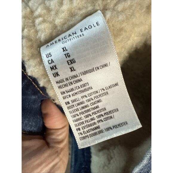 Men's American Eagle Sherpa Lined Jean Jacket XL - Picture 5 of 6
